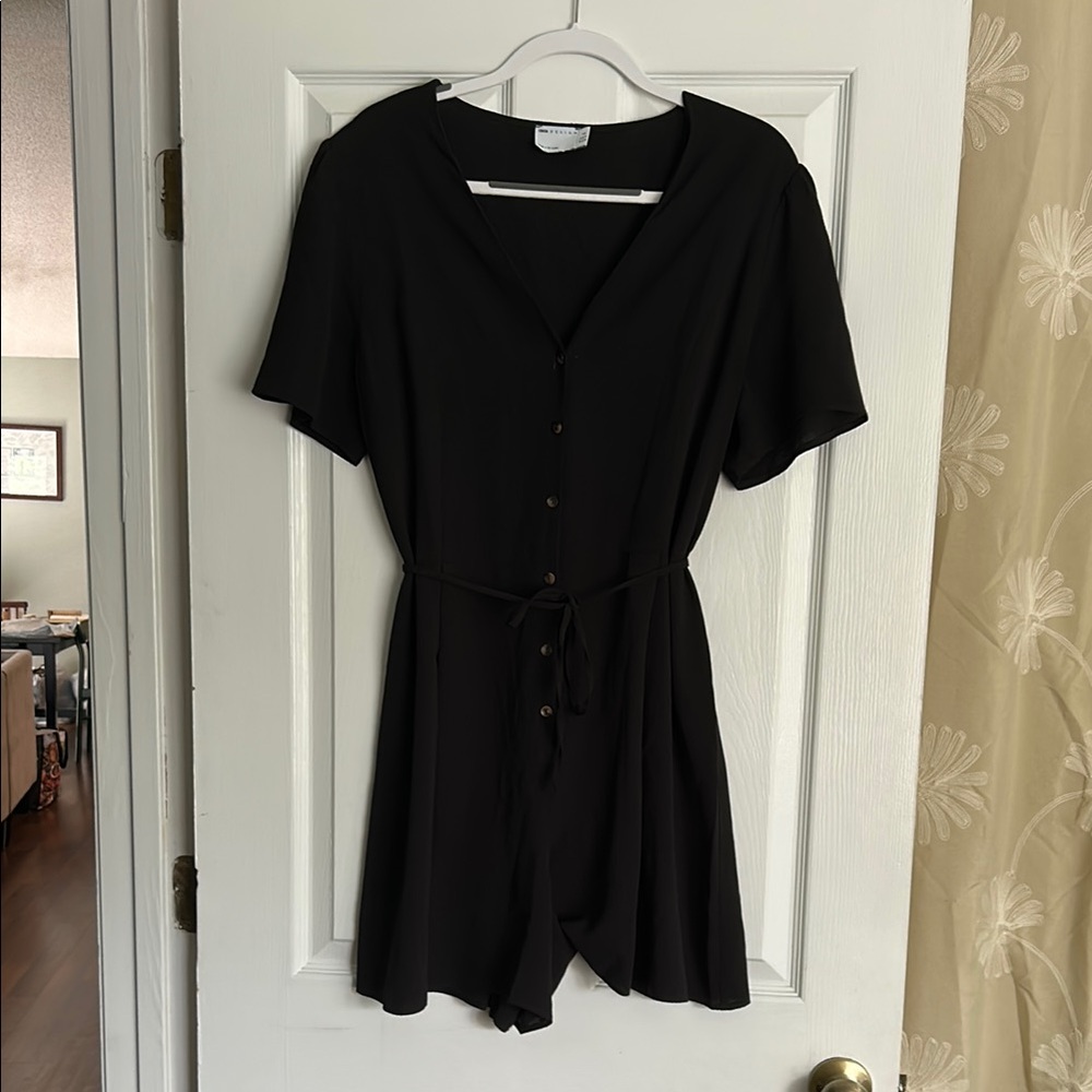 ASOS Black Button-Up Romper Size 12 TALL